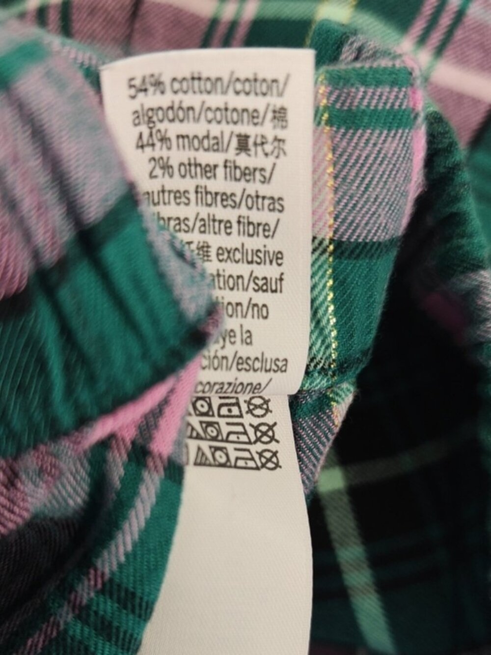 Victoria's Secret Size M Long Pajama Set Green & Pink Plaid - Picture 8 of 8